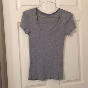 J. Crew Grey Fitted V-Neck Tee